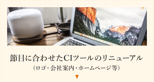 節目に合わせたCIツールのリニューアル（ロゴ・会社案内・ホームページ等）